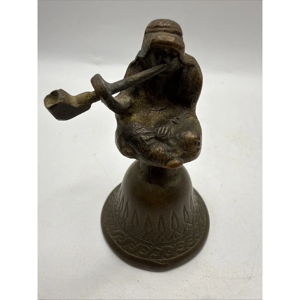 Vintage Antique Brass‎ Bell Monk Smoking Pipe RARE